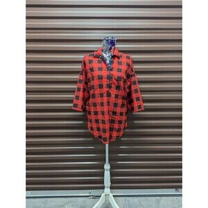 Vintage Ardmore Size Large L Red & Black Plaid Tunic Blouse